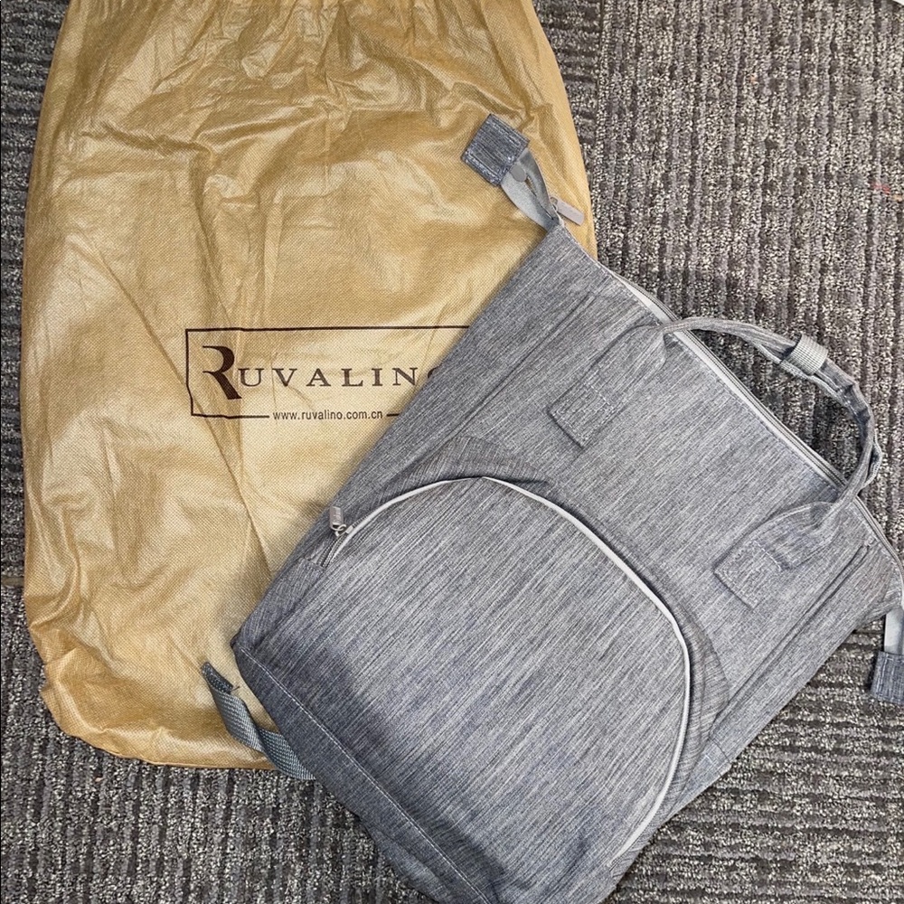 RUVALINO Diaper Bag Backpack Multifunction Travel Back Pack Gray with dust cover